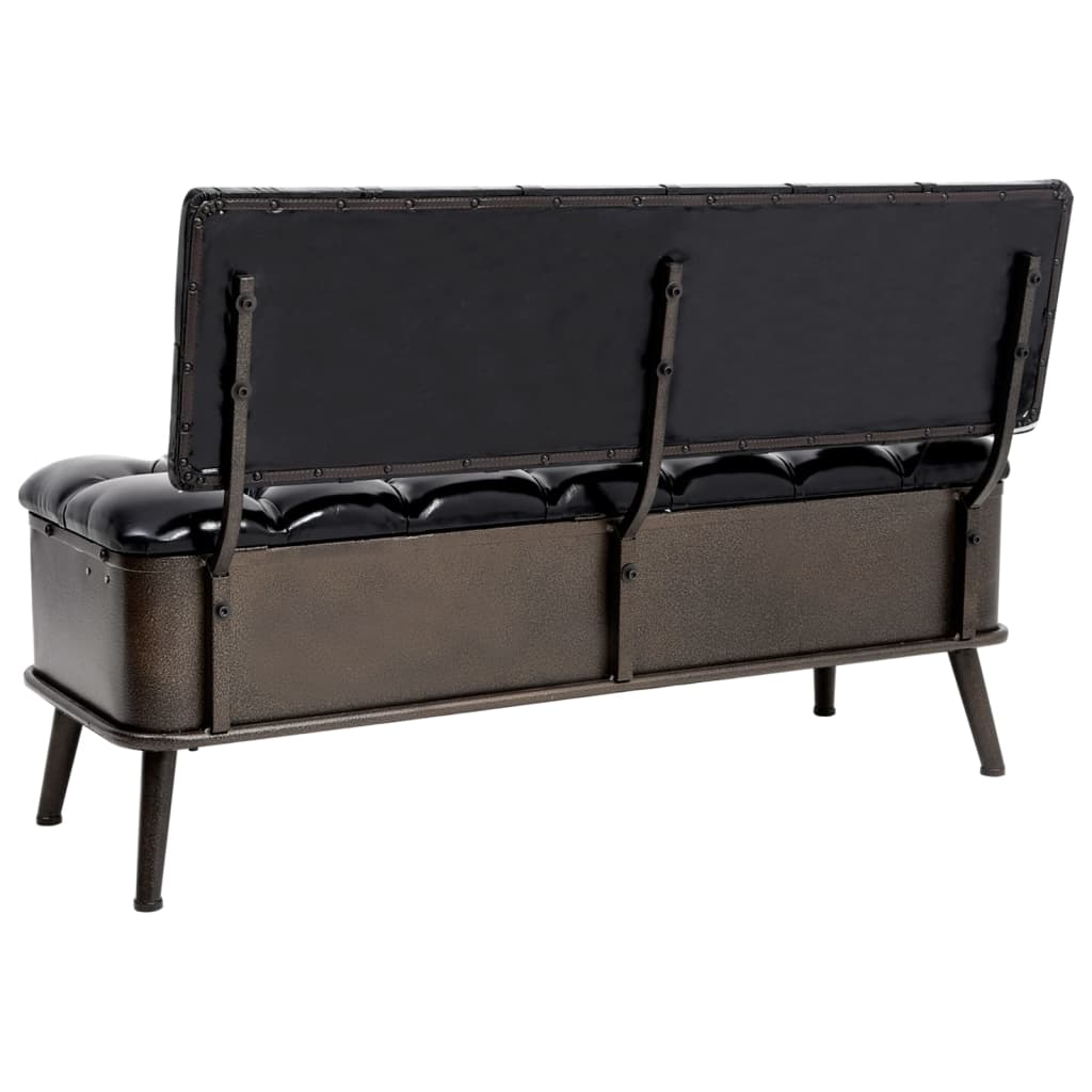 vidaXL Bancă de depozitare cu spătar, negru, 110 cm, piele ecologică