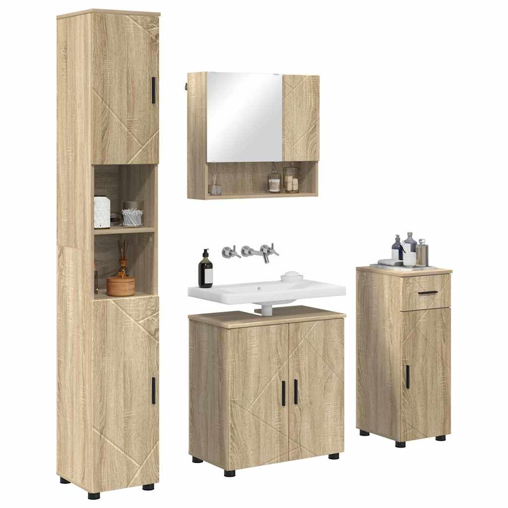 vidaXL Set de mobilier pentru baie cu sertar 4 pcs Stejar Sonoma