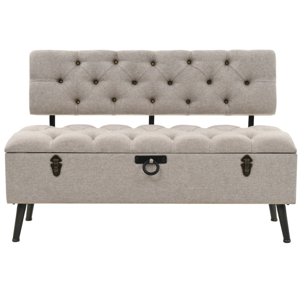 vidaXL Bancă de depozitare cu spătar, crem, 110 cm, material textil