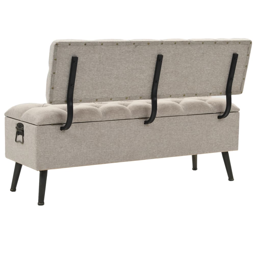 vidaXL Bancă de depozitare cu spătar, crem, 110 cm, material textil