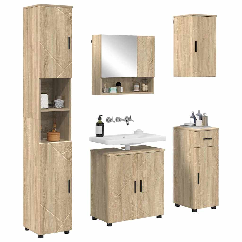 vidaXL Set de mobilier pentru baie cu sertar 5 pcs Stejar Sonoma