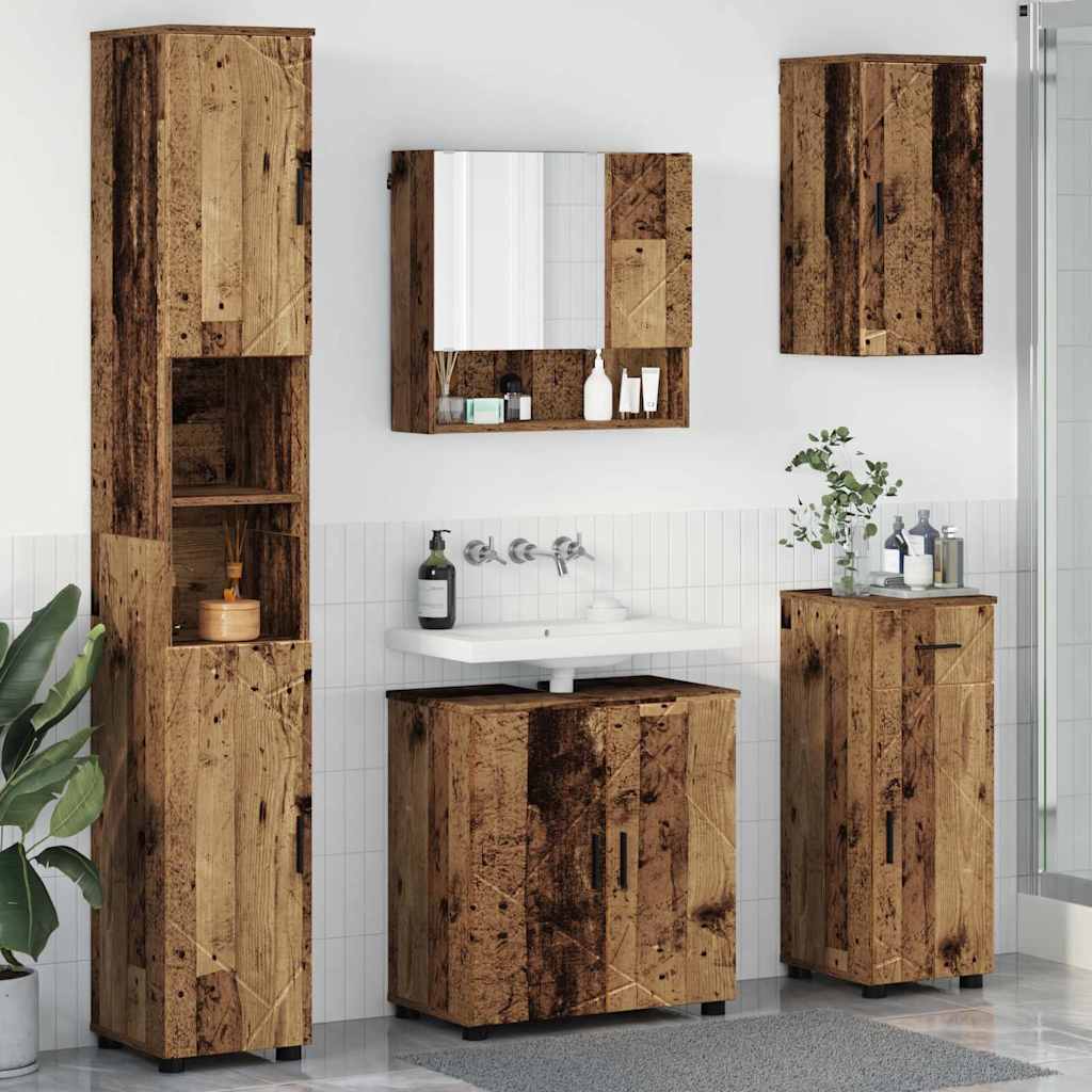 vidaXL Set de mobilier pentru baie cu sertar cu ușă 5 pcs Lemn Vechi