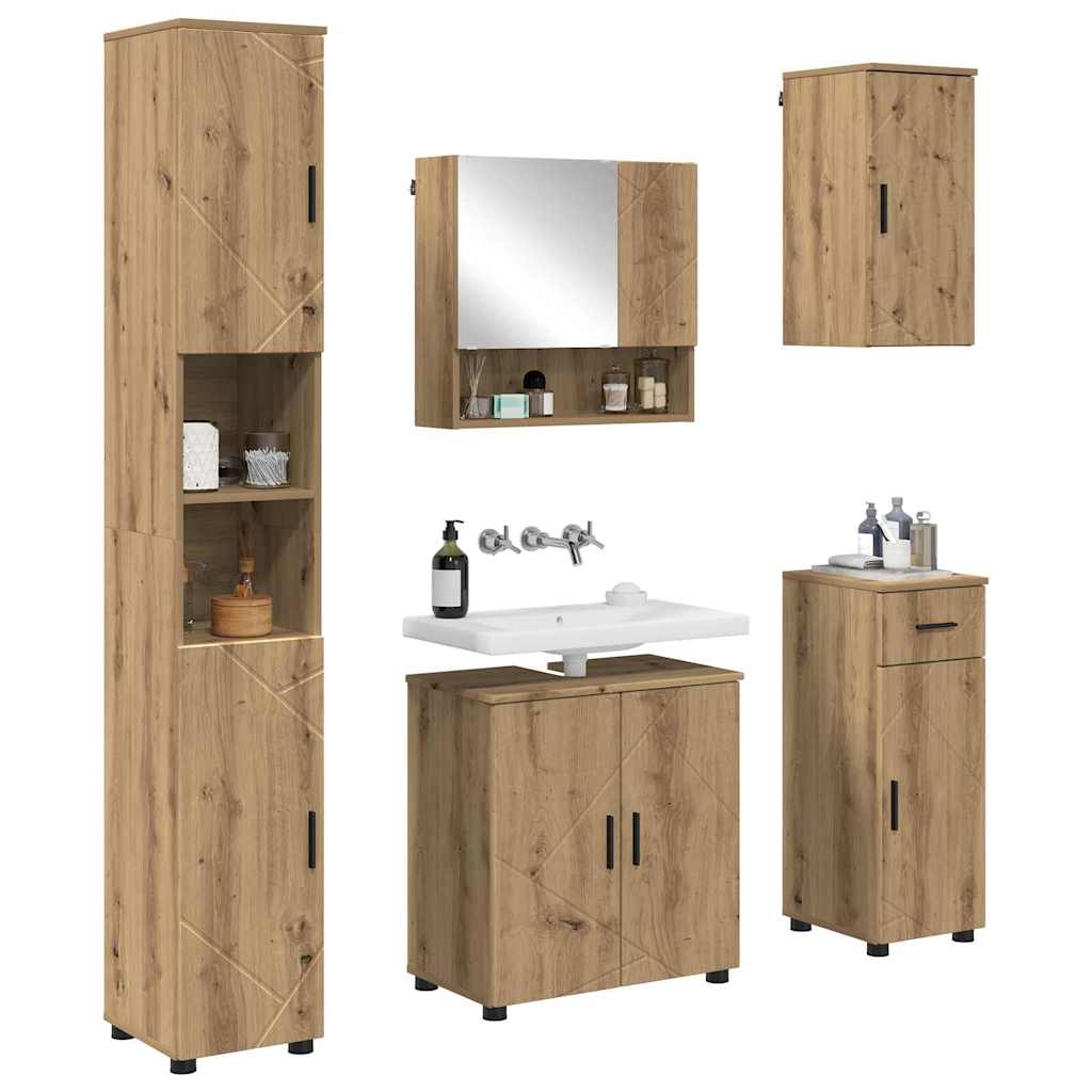 vidaXL Set de mobilier pentru baie cu sertar 5 pcs Stejar Artizanal