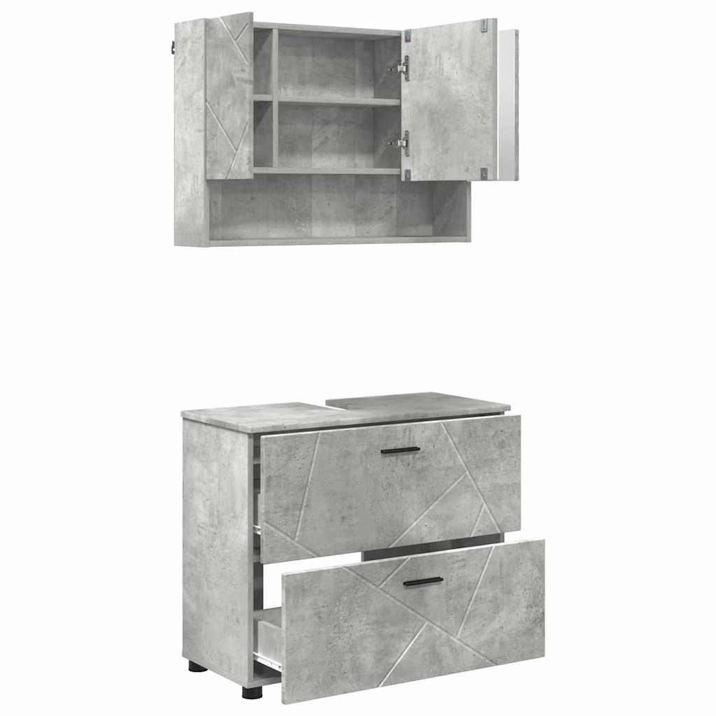 vidaXL Set de mobilier pentru baie cu sertar 2 pcs Gri din beton