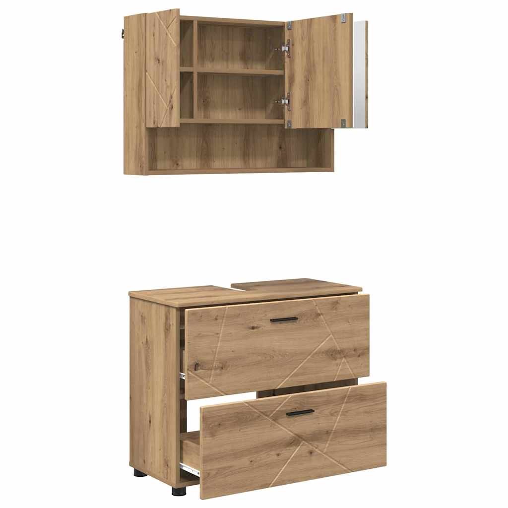 vidaXL Set de mobilier pentru baie cu sertar 2 pcs Stejar Artizanal