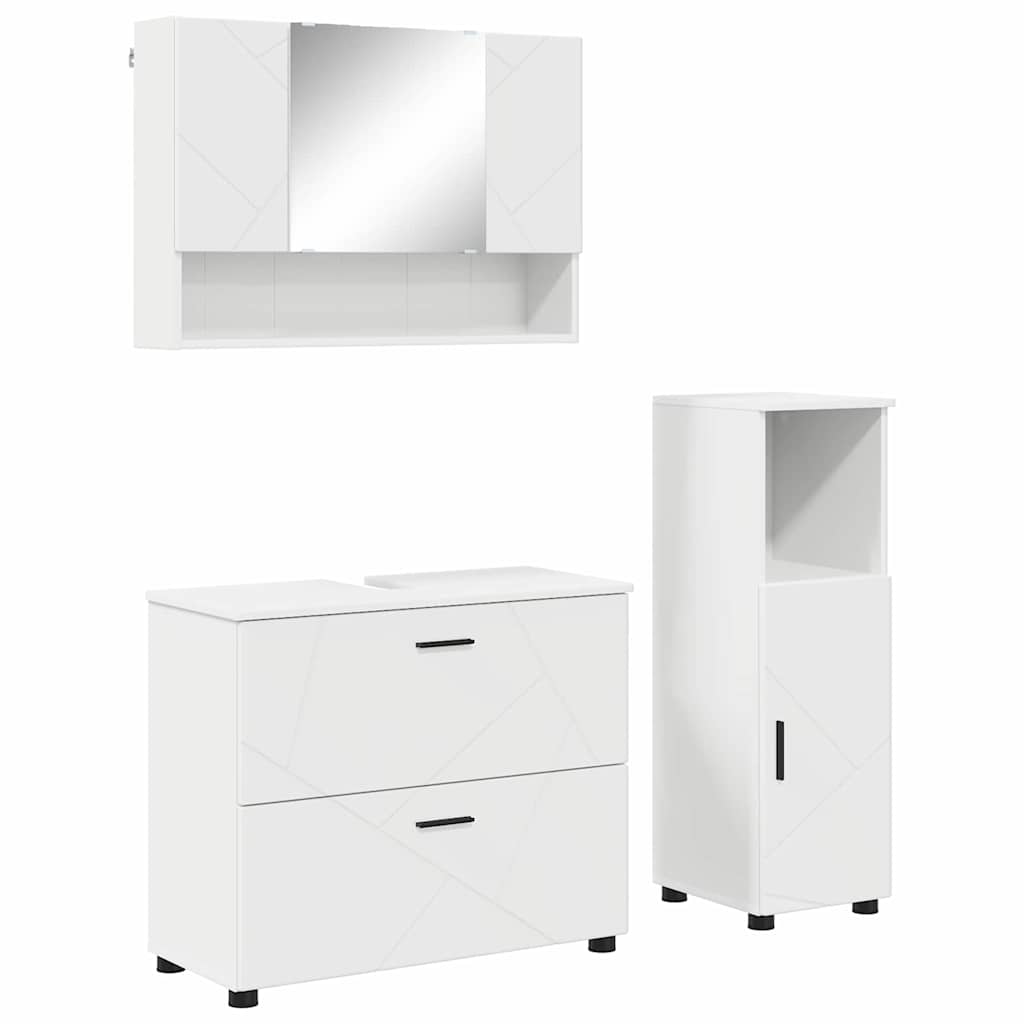 vidaXL Set de mobilier pentru baie 3 pcs Alb Lemn aranjat și metal