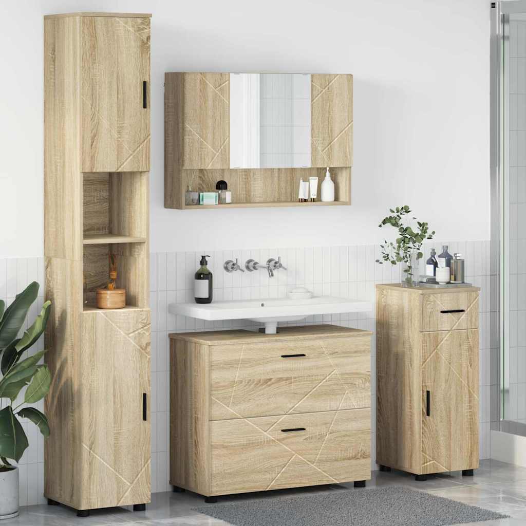 vidaXL Set de mobilier pentru baie cu sertar 4 pcs Stejar Sonoma