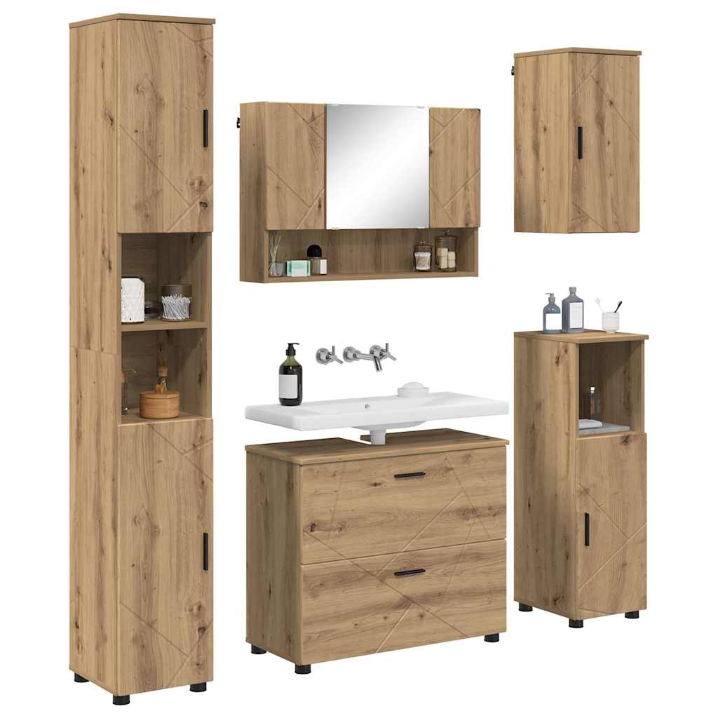 vidaXL Set de mobilier pentru baie cu sertar 5 pcs Stejar Artizanal