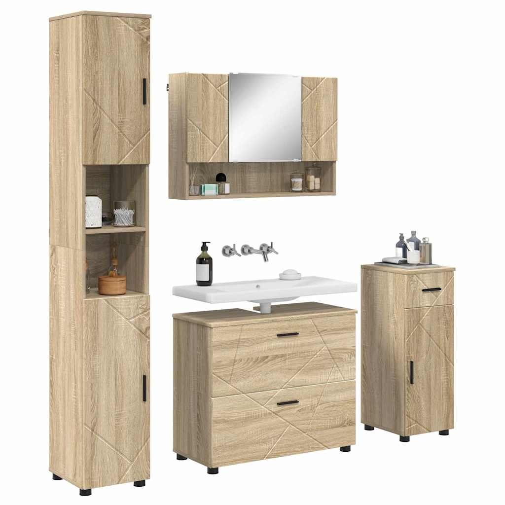 vidaXL Set de mobilier pentru baie cu sertar 5 pcs Stejar Sonoma