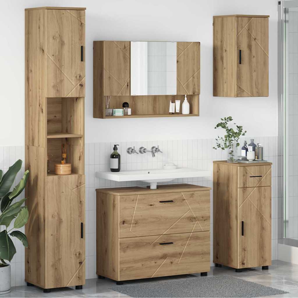 vidaXL Set de mobilier pentru baie cu sertar 5 pcs Stejar Artizanal