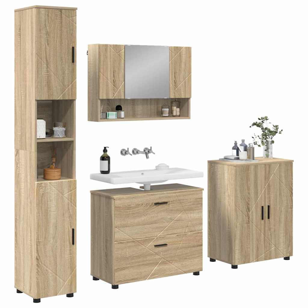 vidaXL Set de mobilier pentru baie cu sertar 4 pcs Stejar Sonoma