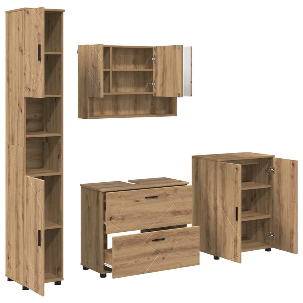 vidaXL Set de mobilier pentru baie cu sertar 4 pcs Stejar Artizanal