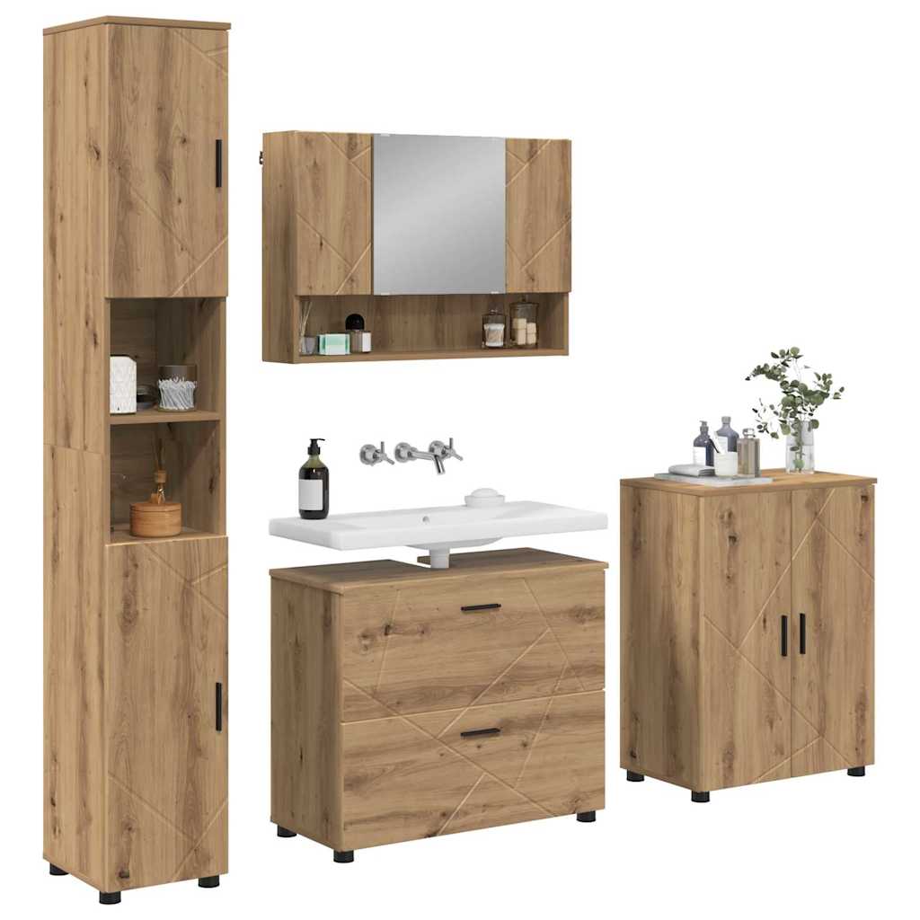 vidaXL Set de mobilier pentru baie cu sertar 4 pcs Stejar Artizanal