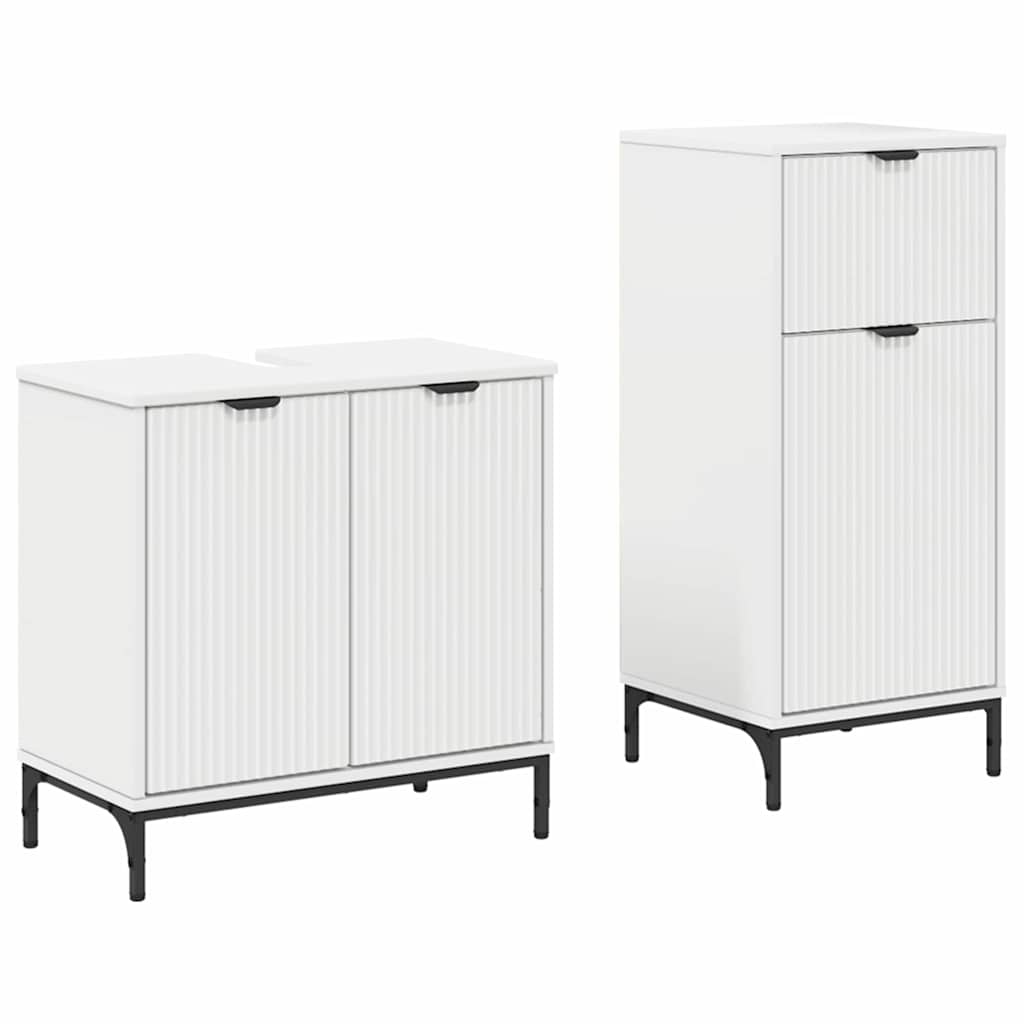 vidaXL Set de mobilier pentru baie 2 pcs Alb Lemn aranjat și metal