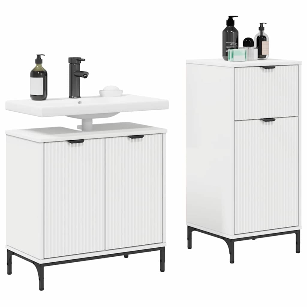 vidaXL Set de mobilier pentru baie 2 pcs Alb Lemn aranjat și metal
