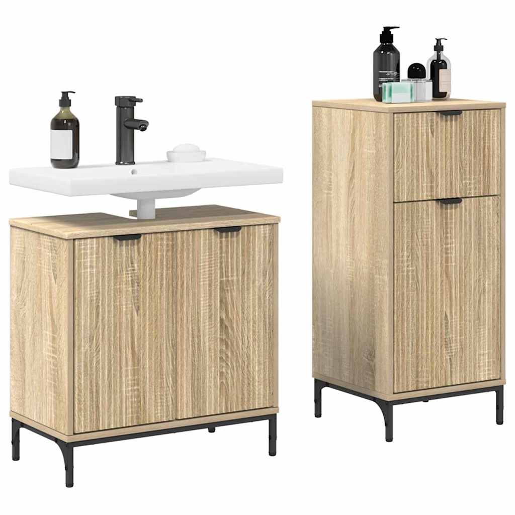 vidaXL Set de mobilier pentru baie cu sertar 2 pcs Stejar Sonoma