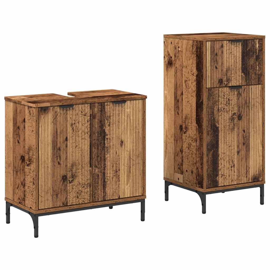 vidaXL Set de mobilier pentru baie cu sertar cu raft 2 pcs Lemn Vechi