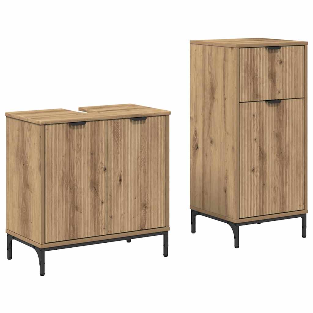 vidaXL Set de mobilier pentru baie cu sertar 2 pcs Stejar Artizanal