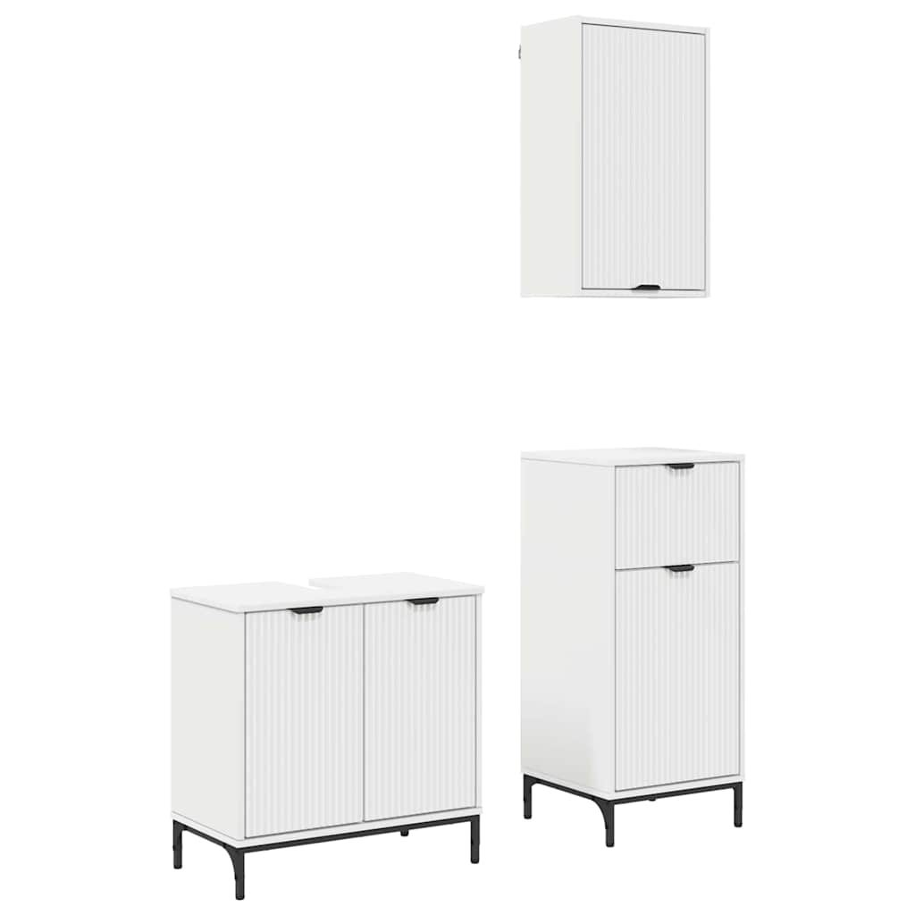 vidaXL Set de mobilier pentru baie 3 pcs Alb Lemn aranjat și metal