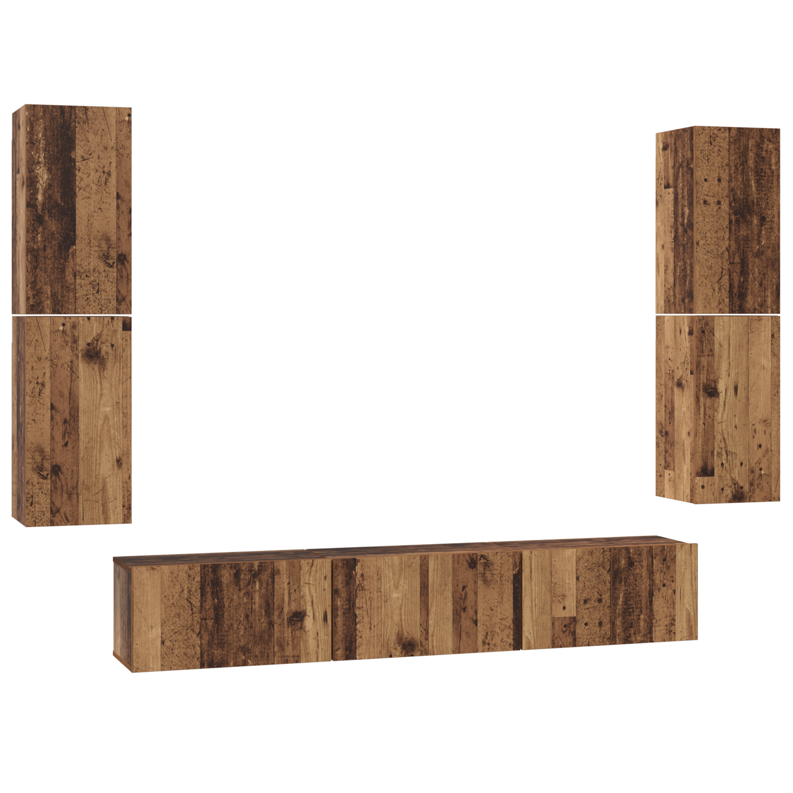 vidaXL Set comodă TV 7 pcs Lemn vechi 60 x 30 x 30 cm Lemn compozit vidaXL Set comodă TV 7 pcs Lemn vechi 60 x 30 x 30 cm Lemn compozit