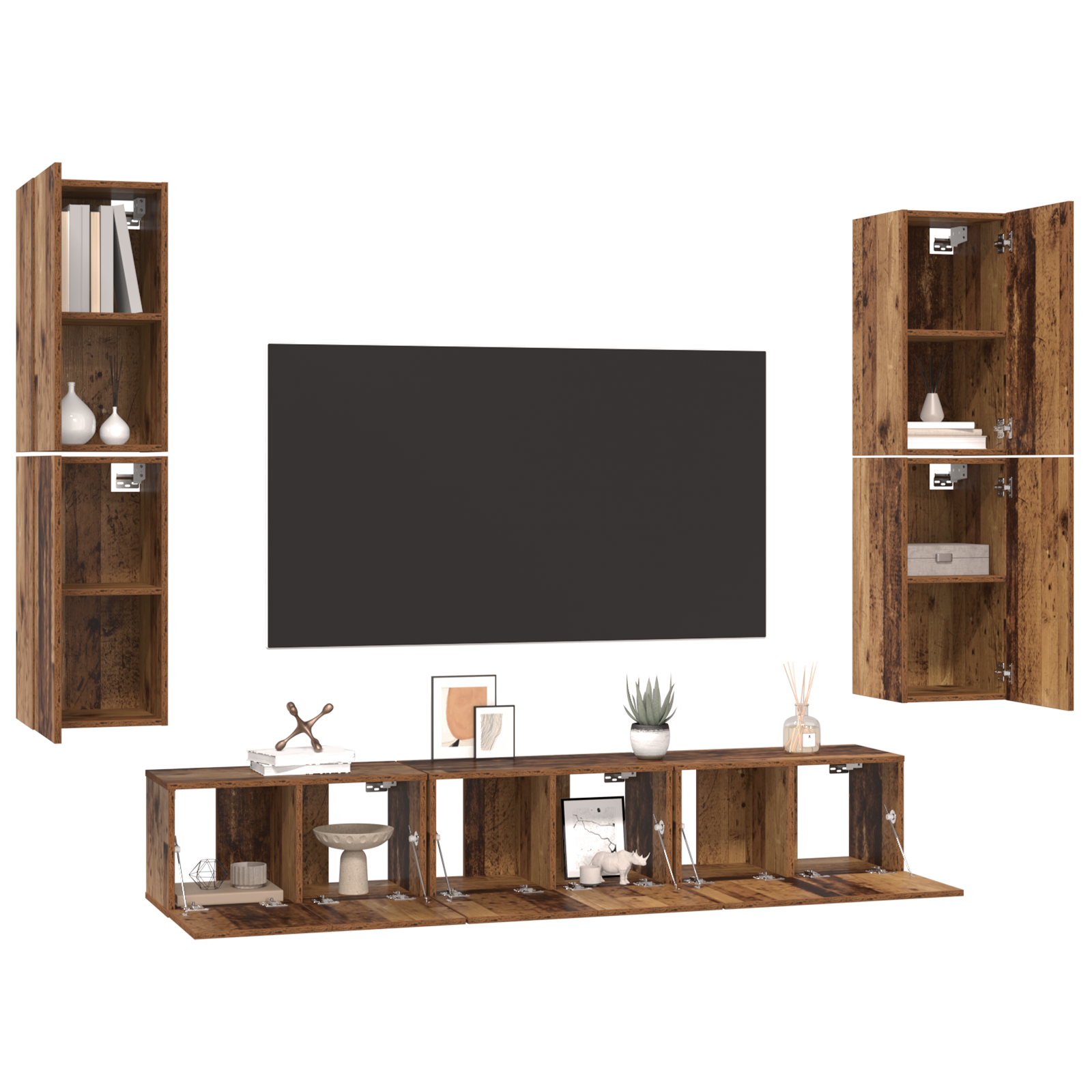 vidaXL Set comodă TV 7 pcs Lemn vechi 60 x 30 x 30 cm Lemn compozit vidaXL Set comodă TV 7 pcs Lemn vechi 60 x 30 x 30 cm Lemn compozit
