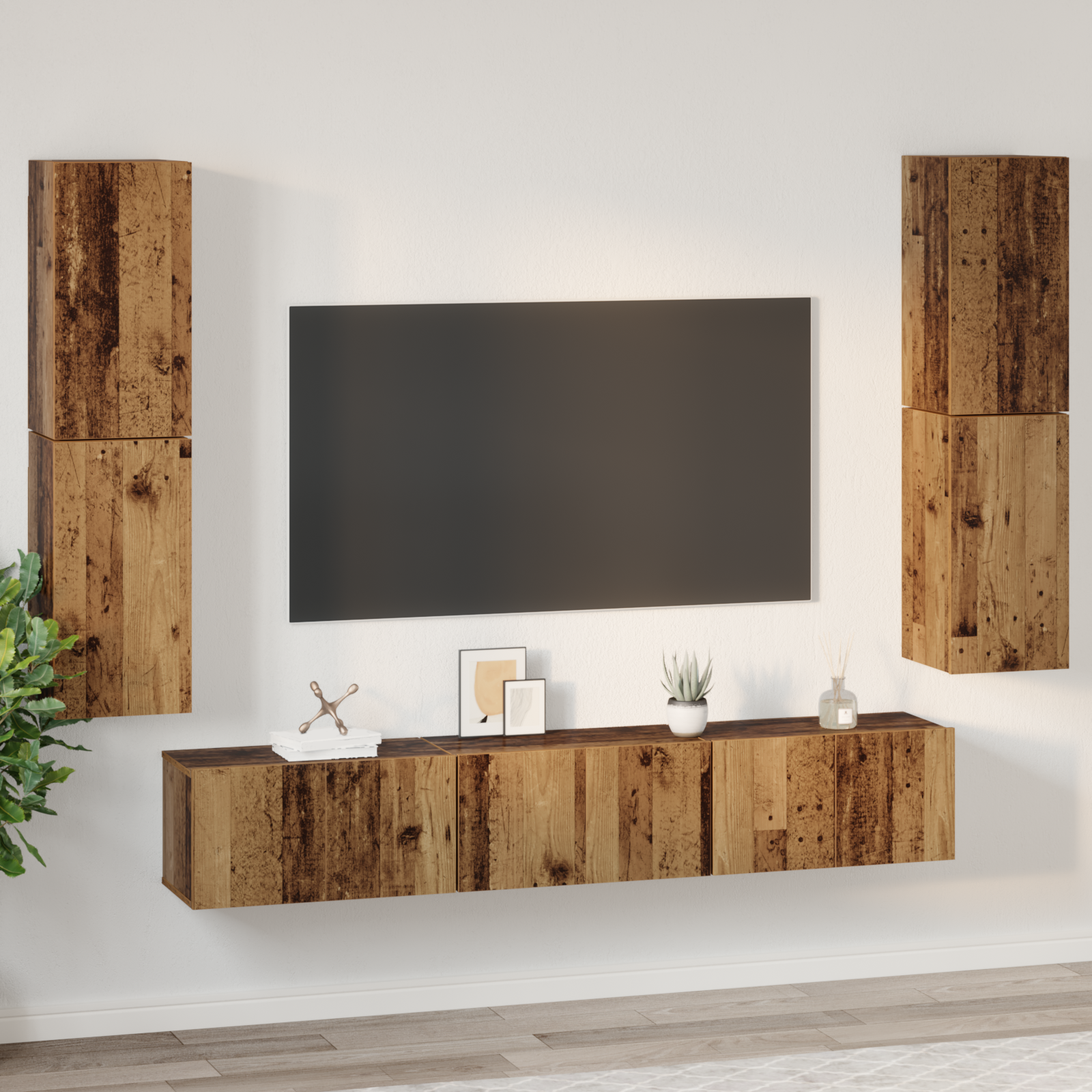 vidaXL Set comodă TV 7 pcs Lemn vechi 60 x 30 x 30 cm Lemn compozit vidaXL Set comodă TV 7 pcs Lemn vechi 60 x 30 x 30 cm Lemn compozit