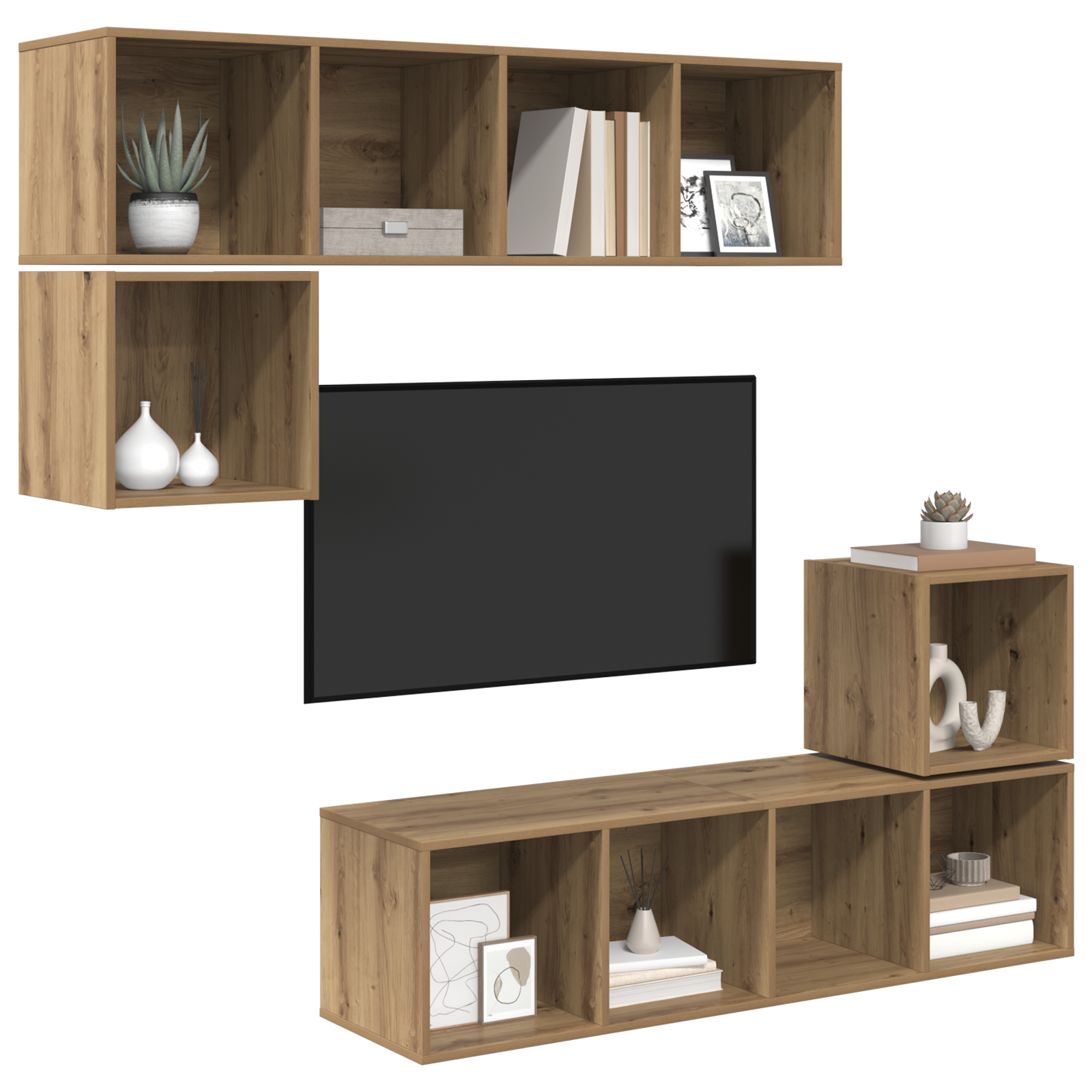 vidaXL Set comodă TV 4 pcs stejar artizanal 37 x 37 x 142.5 cm vidaXL Set comodă TV 4 pcs stejar artizanal 37 x 37 x 142.5 cm
