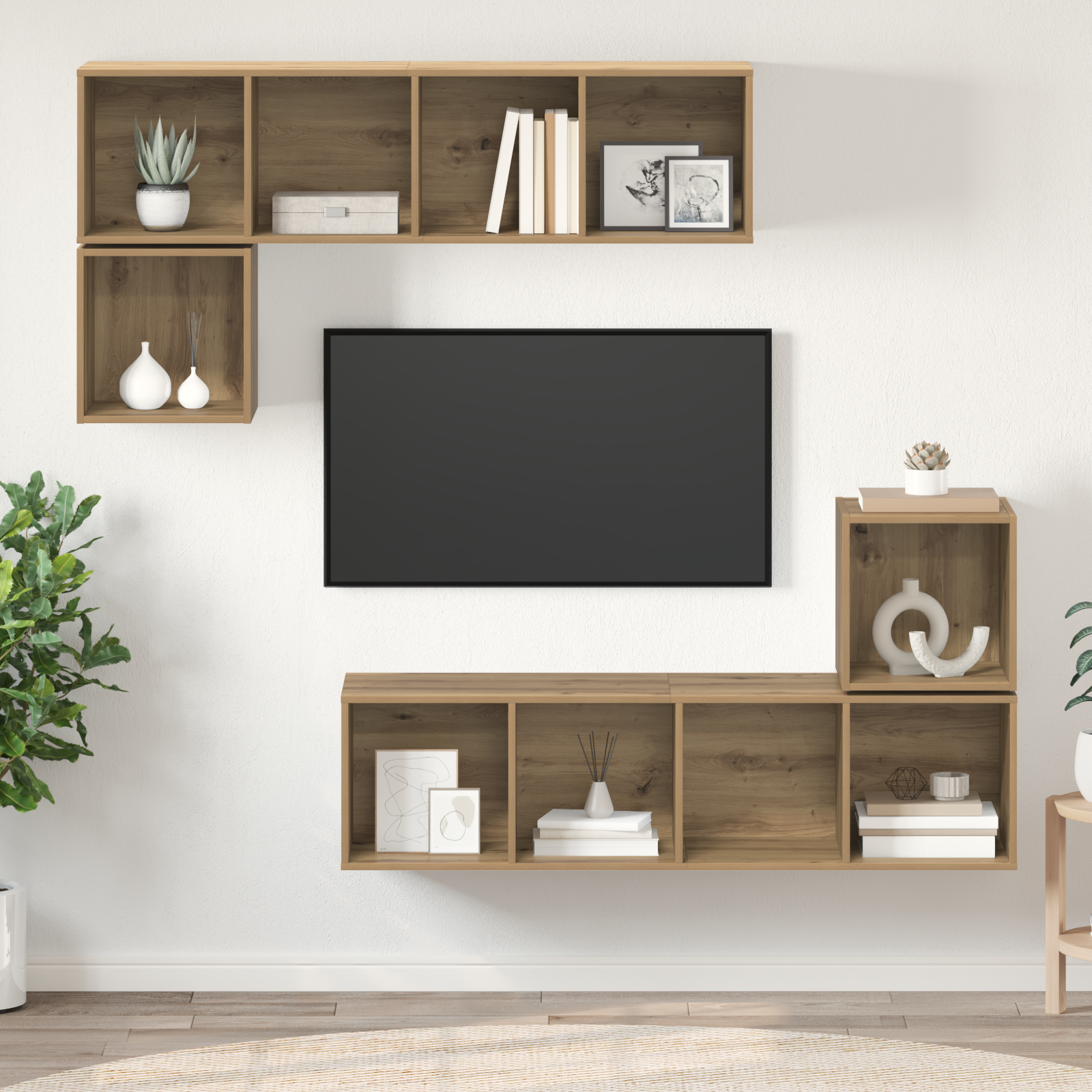 vidaXL Set comodă TV 4 pcs stejar artizanal 37 x 37 x 142.5 cm vidaXL Set comodă TV 4 pcs stejar artizanal 37 x 37 x 142.5 cm