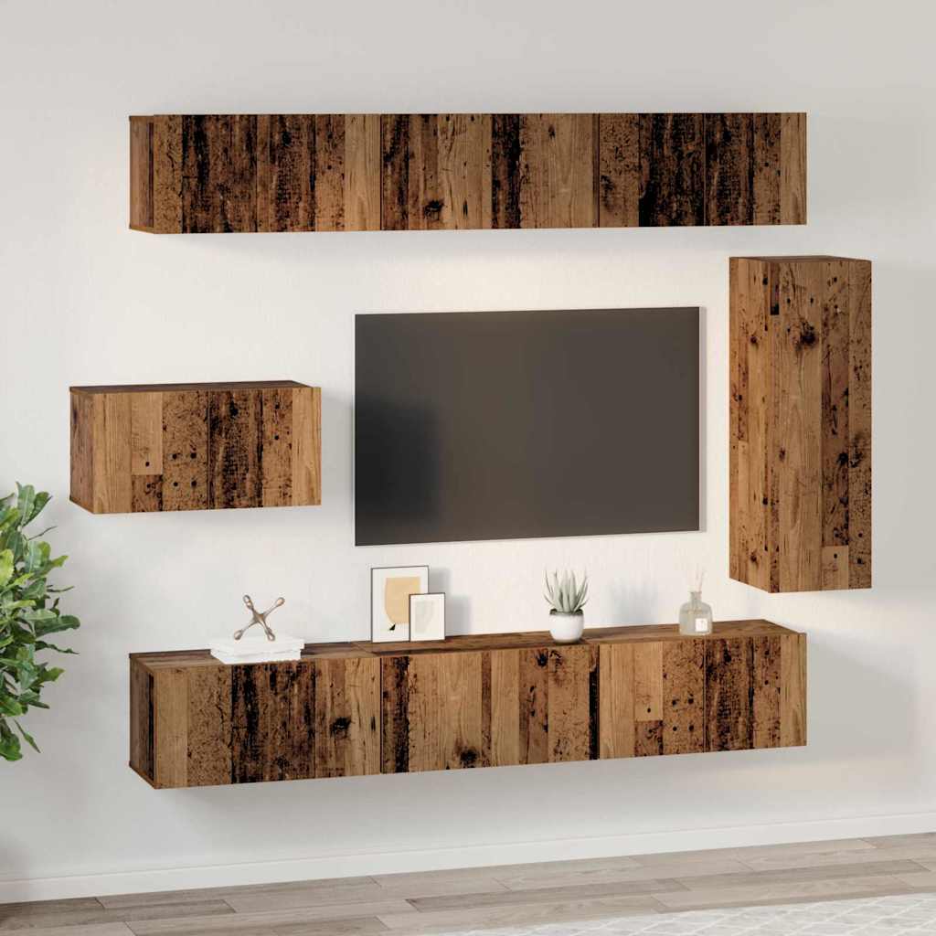 vidaXL Set comodă TV 8 pcs Lemn vechi 30.5 x 30 x 90 cm Lemn compozit vidaXL Set comodă TV 8 pcs Lemn vechi 30.5 x 30 x 90 cm Lemn compozit