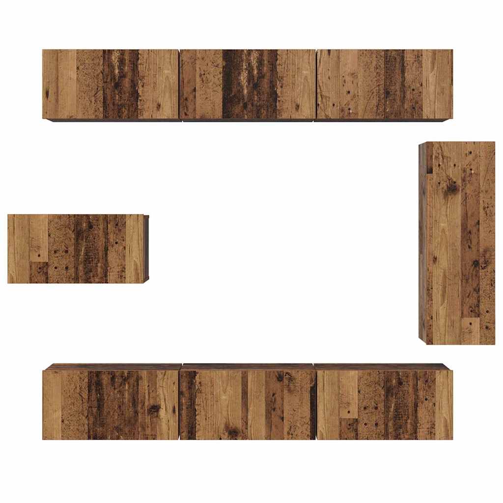 vidaXL Set comodă TV 8 pcs Lemn vechi 30.5 x 30 x 90 cm Lemn compozit vidaXL Set comodă TV 8 pcs Lemn vechi 30.5 x 30 x 90 cm Lemn compozit