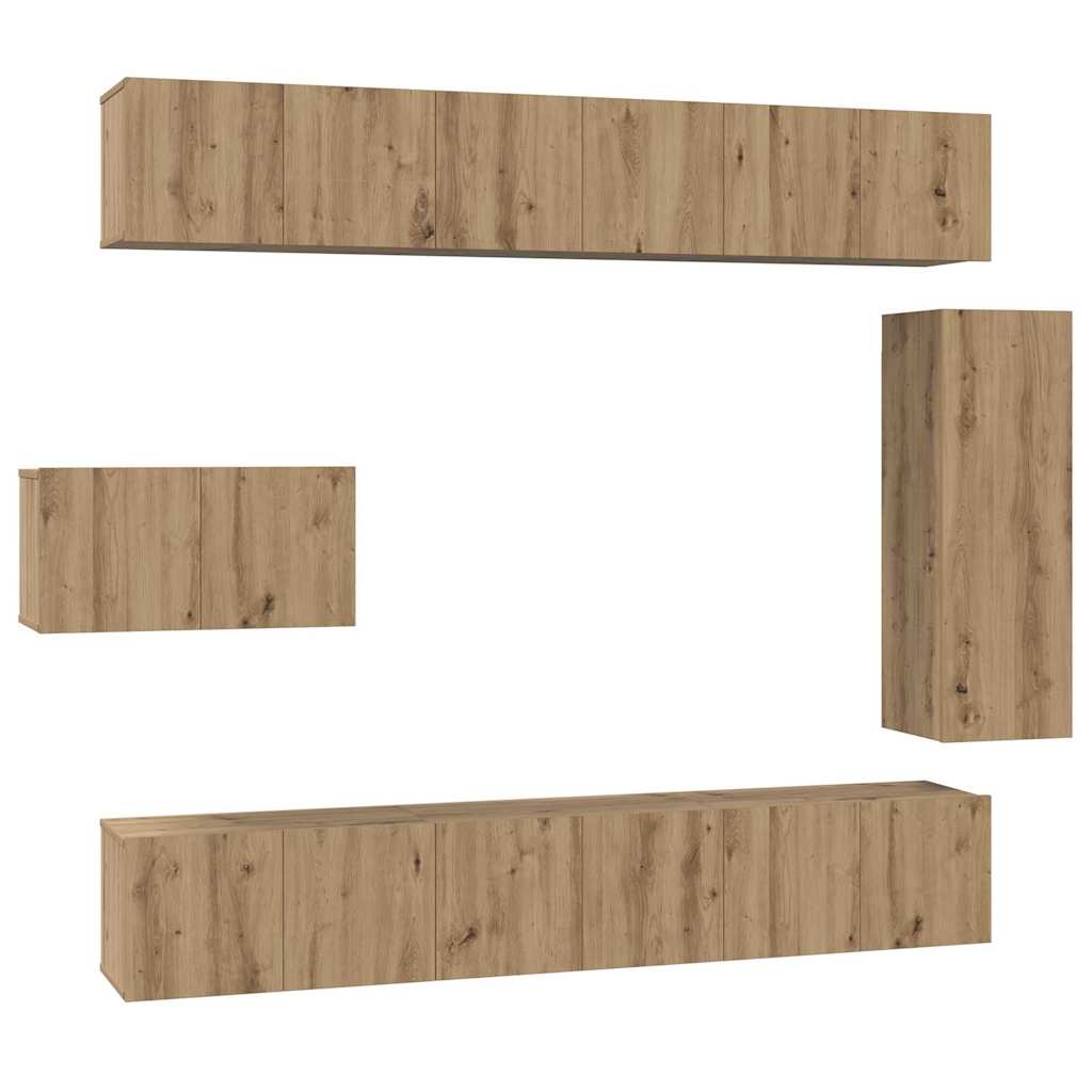 vidaXL Set comodă TV 8 pcs stejar artizanal 30.5 x 30 x 90 cm vidaXL Set comodă TV 8 pcs stejar artizanal 30.5 x 30 x 90 cm