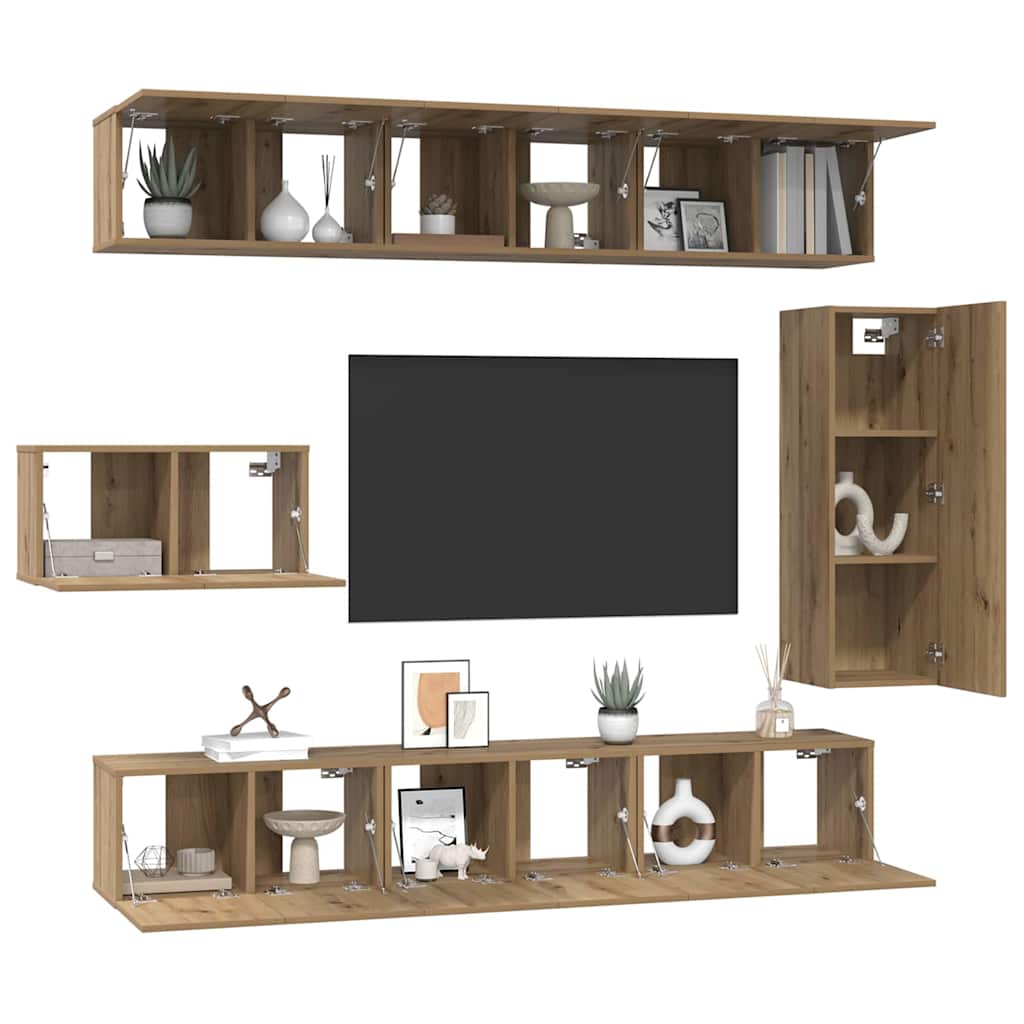 vidaXL Set comodă TV 8 pcs stejar artizanal 30.5 x 30 x 90 cm vidaXL Set comodă TV 8 pcs stejar artizanal 30.5 x 30 x 90 cm