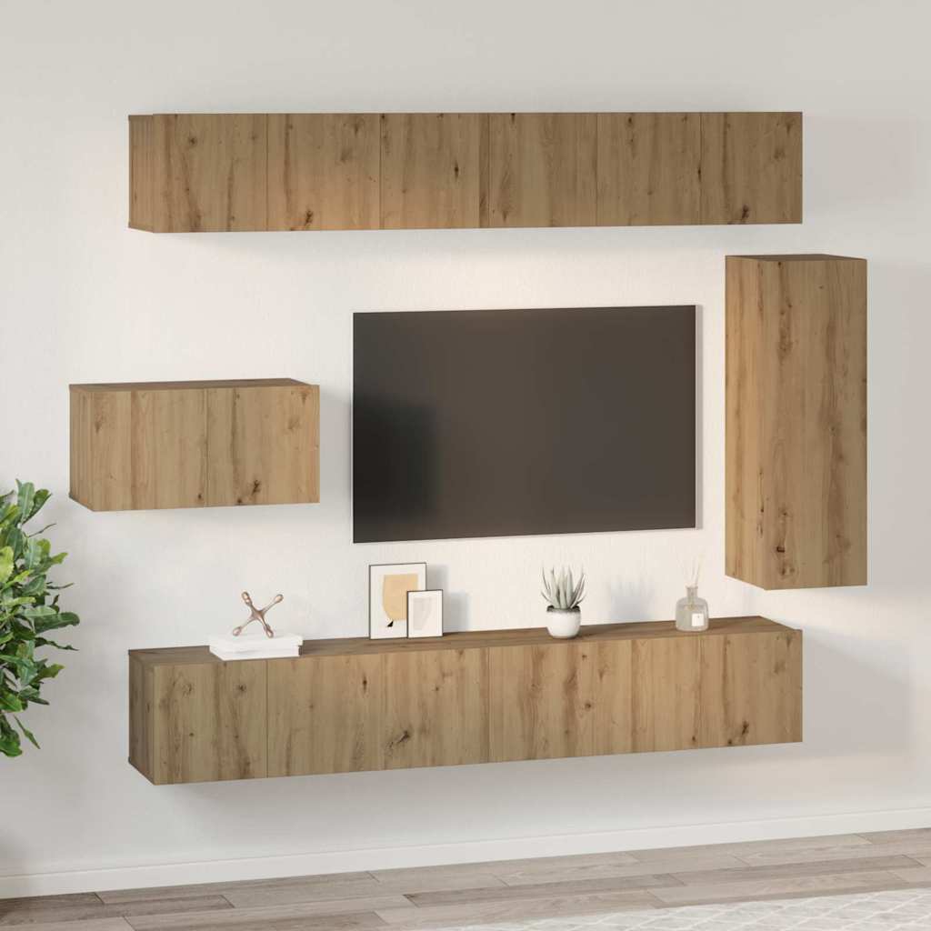vidaXL Set comodă TV 8 pcs stejar artizanal 30.5 x 30 x 90 cm vidaXL Set comodă TV 8 pcs stejar artizanal 30.5 x 30 x 90 cm