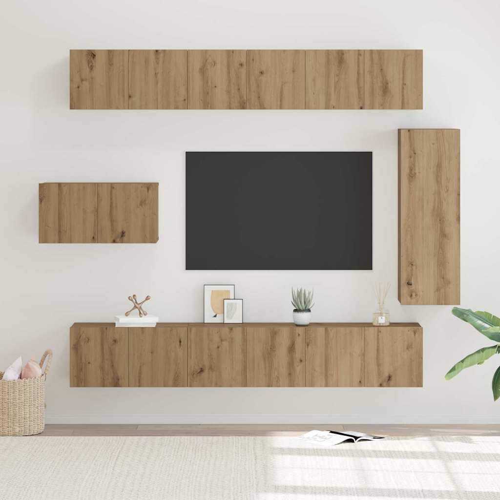 vidaXL Set comodă TV 8 pcs stejar artizanal 30.5 x 30 x 90 cm vidaXL Set comodă TV 8 pcs stejar artizanal 30.5 x 30 x 90 cm
