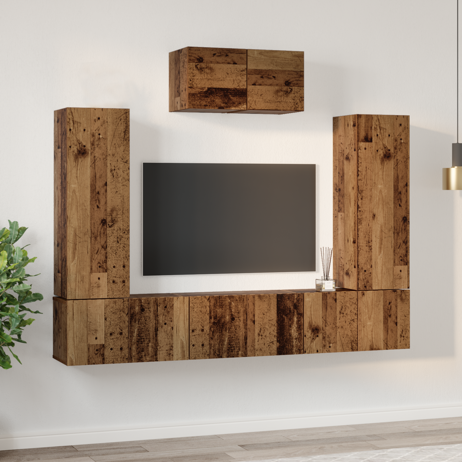vidaXL Set comodă TV 7 pcs Lemn vechi 180 x 30 x 120 cm Lemn compozit vidaXL Set comodă TV 7 pcs Lemn vechi 180 x 30 x 120 cm Lemn compozit