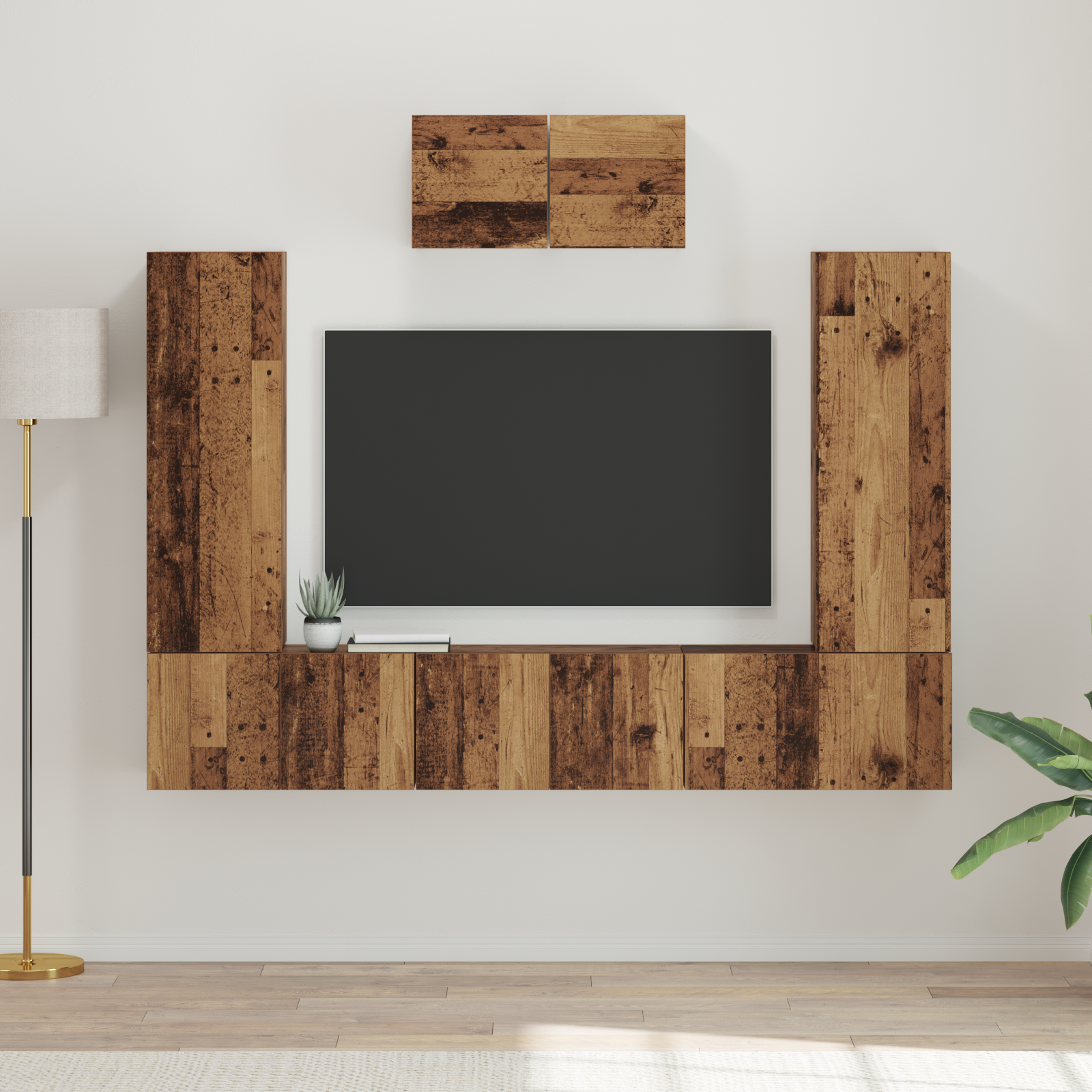 vidaXL Set comodă TV 7 pcs Lemn vechi 180 x 30 x 120 cm Lemn compozit vidaXL Set comodă TV 7 pcs Lemn vechi 180 x 30 x 120 cm Lemn compozit