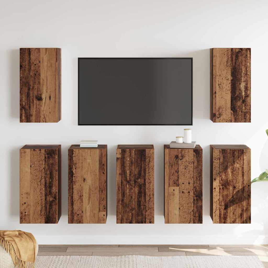 vidaXL Set comodă TV 7 pcs Lemn vechi 30.5 x 30 x 60 cm Lemn compozit vidaXL Set comodă TV 7 pcs Lemn vechi 30.5 x 30 x 60 cm Lemn compozit