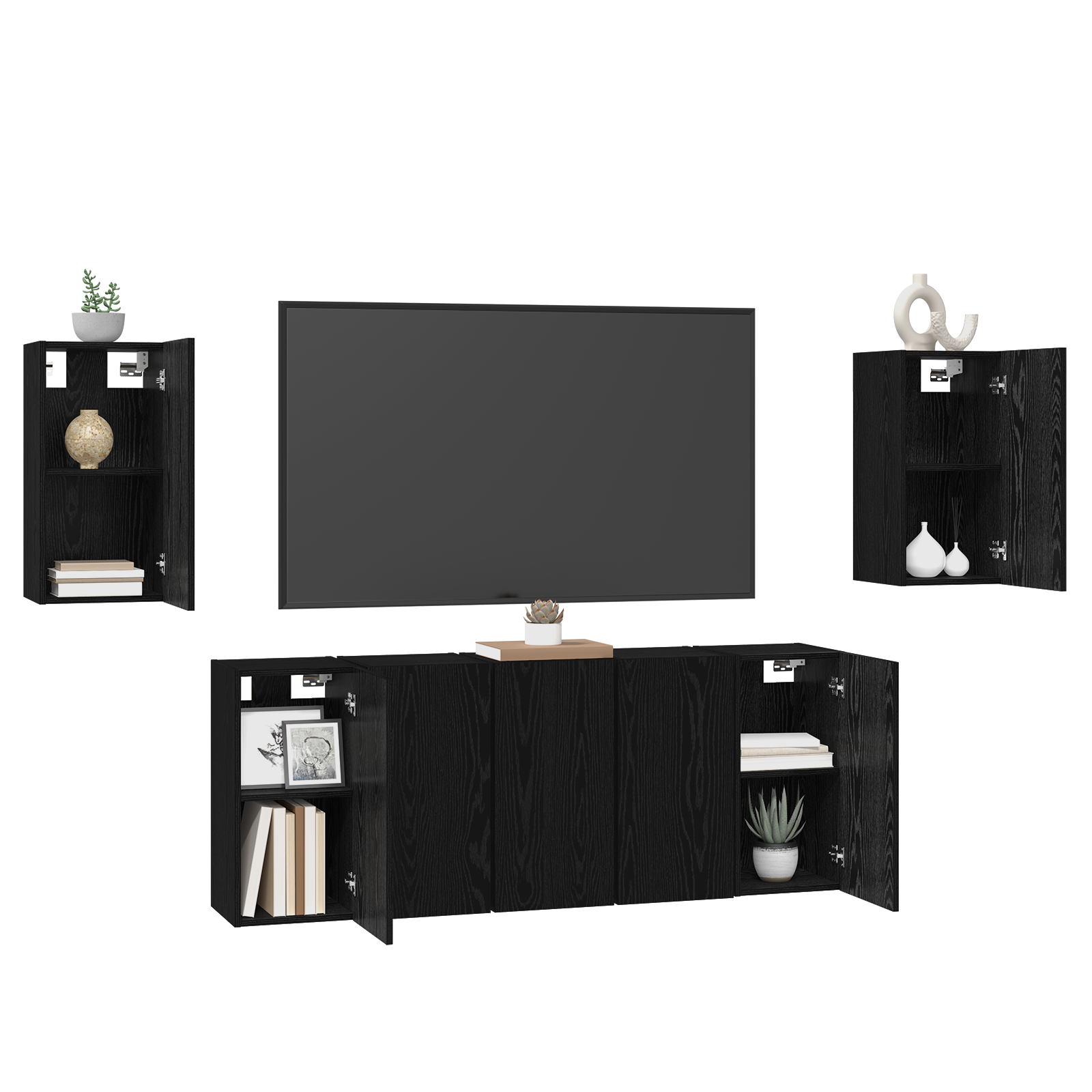 vidaXL Set comodă TV Pe perete 7 pcs Stejar negru 30.5 x 30 x 60 cm vidaXL Set comodă TV Pe perete 7 pcs Stejar negru 30.5 x 30 x 60 cm