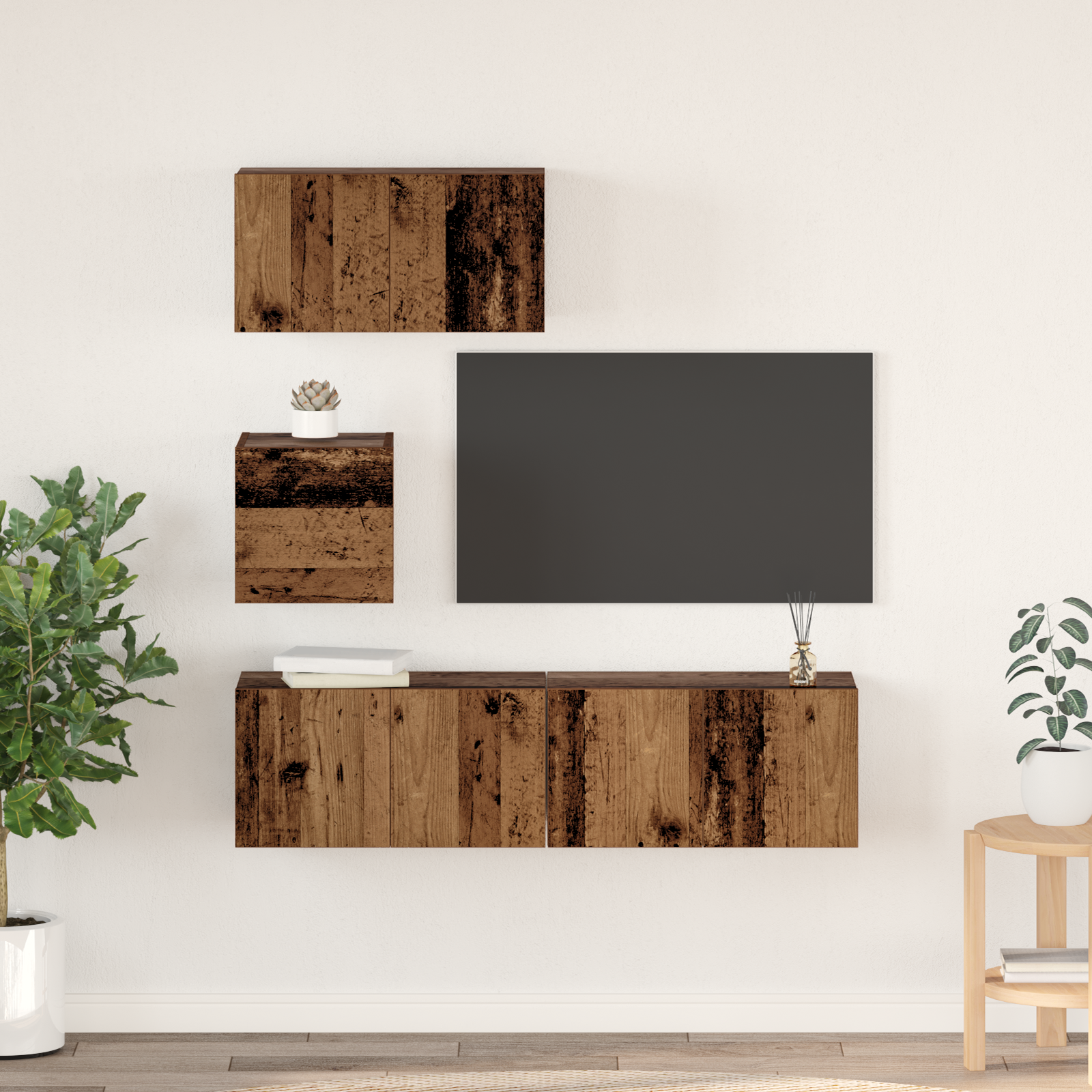 vidaXL Set comodă TV 4 pcs Lemn vechi 60 x 30 x 30 cm Lemn compozit vidaXL Set comodă TV 4 pcs Lemn vechi 60 x 30 x 30 cm Lemn compozit