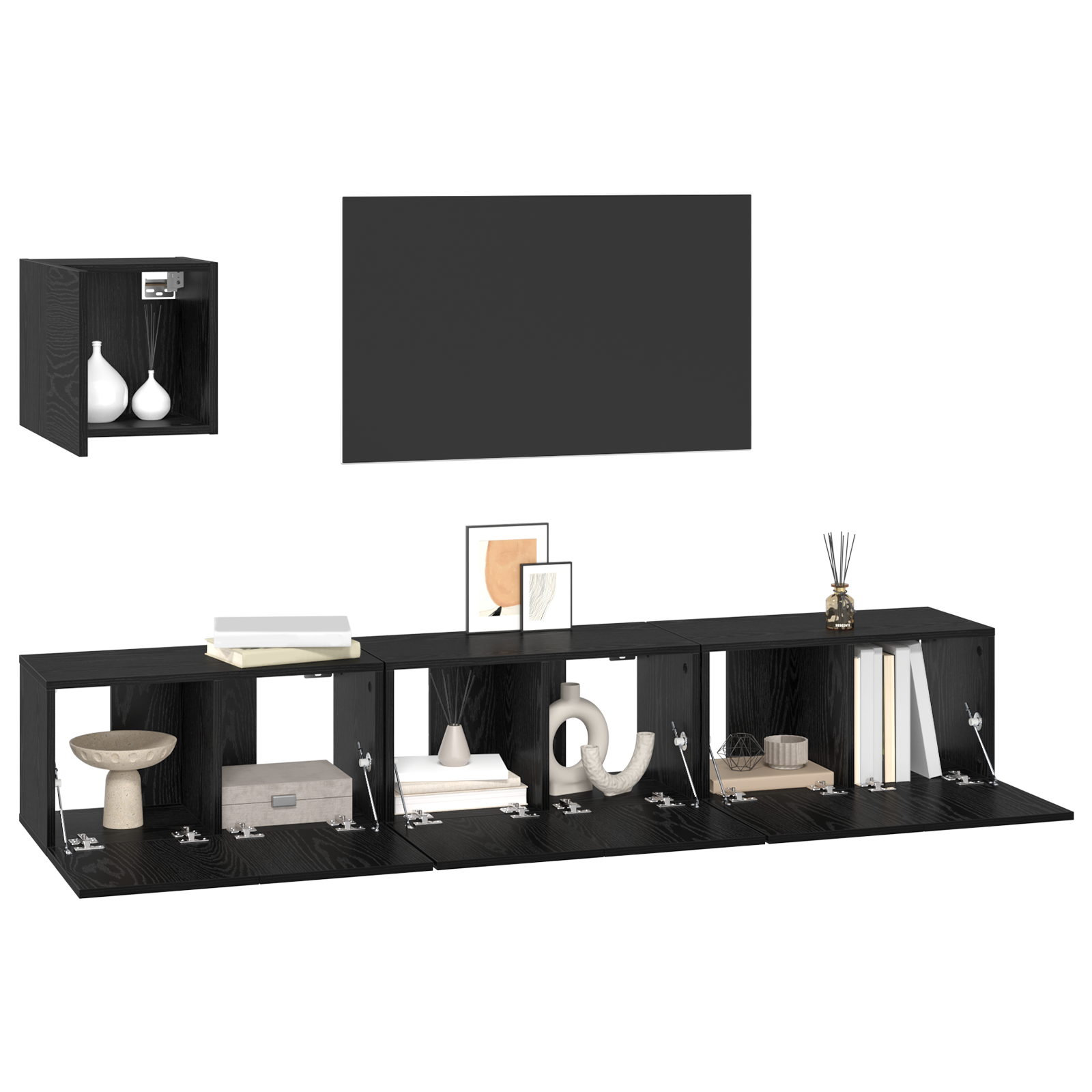 vidaXL Set comodă TV 4 pcs Stejar negru 60 x 30 x 30 cm Lemn compozit vidaXL Set comodă TV 4 pcs Stejar negru 60 x 30 x 30 cm Lemn compozit