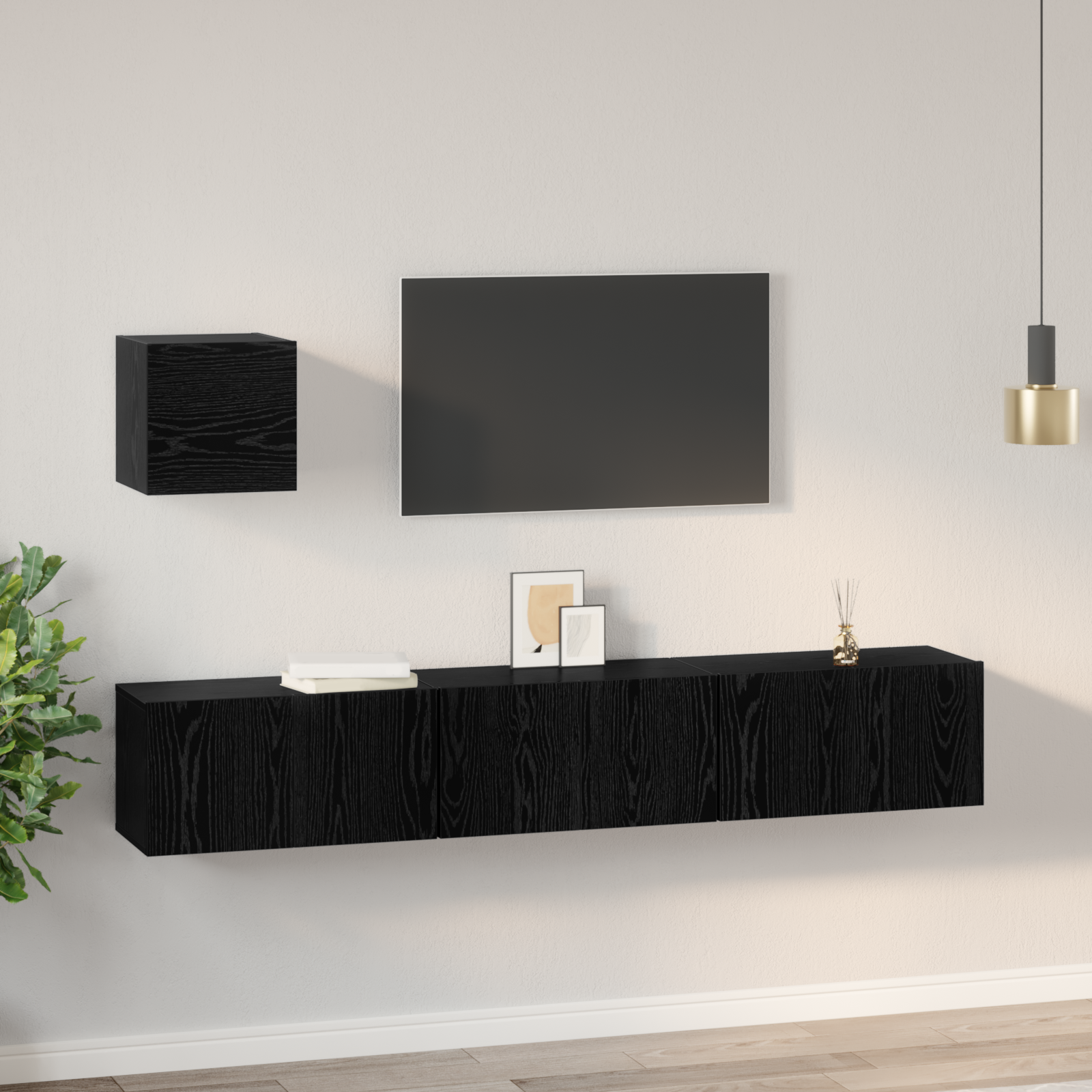 vidaXL Set comodă TV 4 pcs Stejar negru 60 x 30 x 30 cm Lemn compozit vidaXL Set comodă TV 4 pcs Stejar negru 60 x 30 x 30 cm Lemn compozit