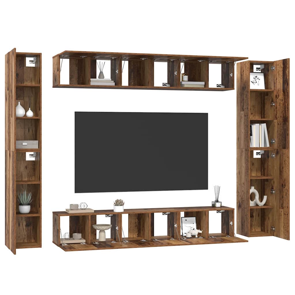 vidaXL Set comodă TV 10 pcs Lemn vechi 30.5 x 30 x 90 cm Lemn compozit vidaXL Set comodă TV 10 pcs Lemn vechi 30.5 x 30 x 90 cm Lemn compozit