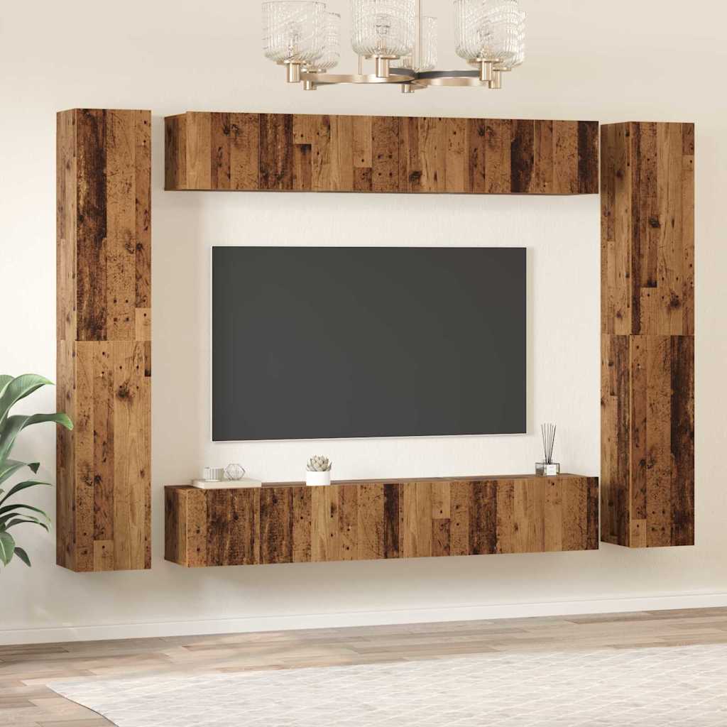 vidaXL Set comodă TV 10 pcs Lemn vechi 30.5 x 30 x 90 cm Lemn compozit vidaXL Set comodă TV 10 pcs Lemn vechi 30.5 x 30 x 90 cm Lemn compozit