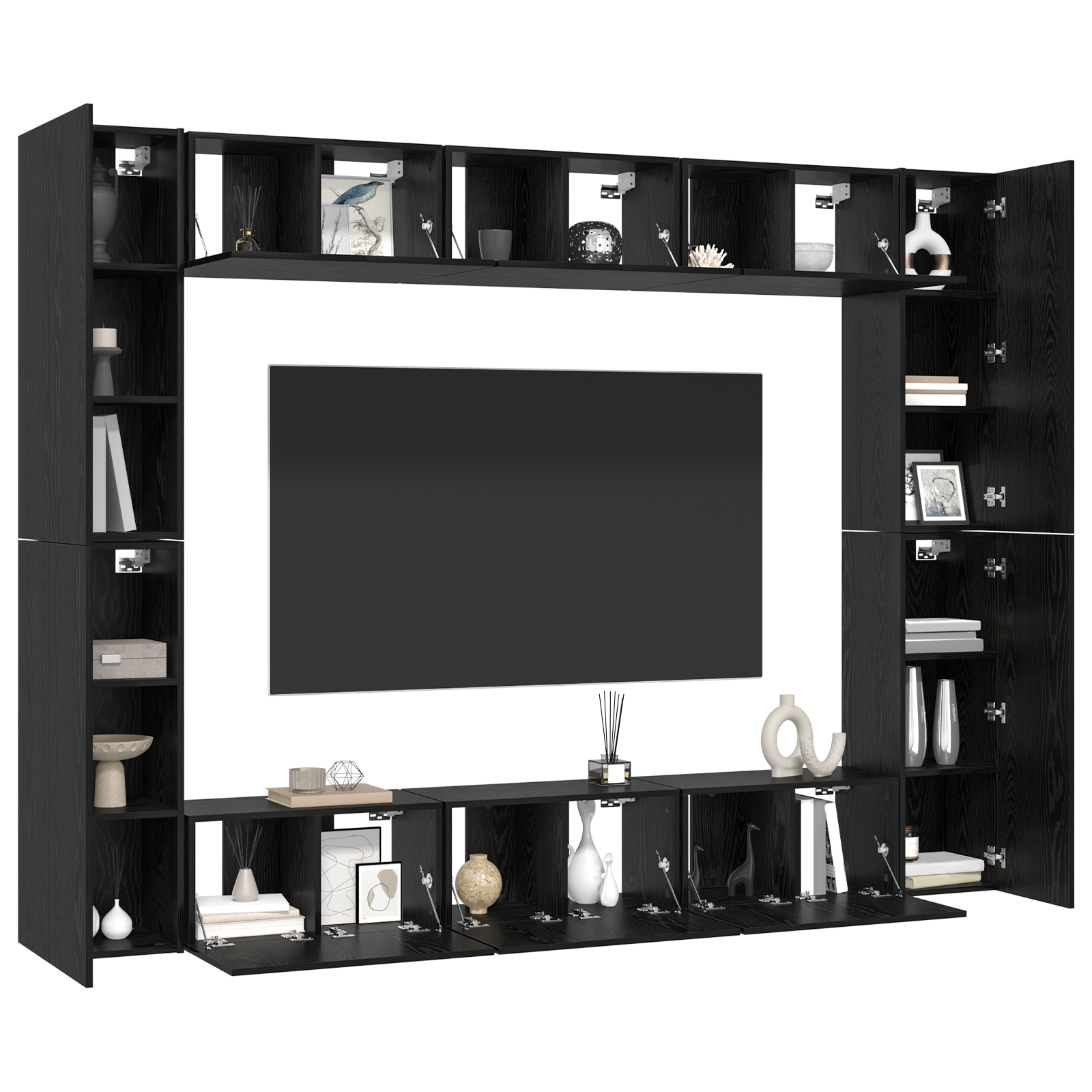 vidaXL Set comodă TV 10 pcs Stejar negru Mediu 30.5 x 30 x 90 cm vidaXL Set comodă TV 10 pcs Stejar negru Mediu 30.5 x 30 x 90 cm