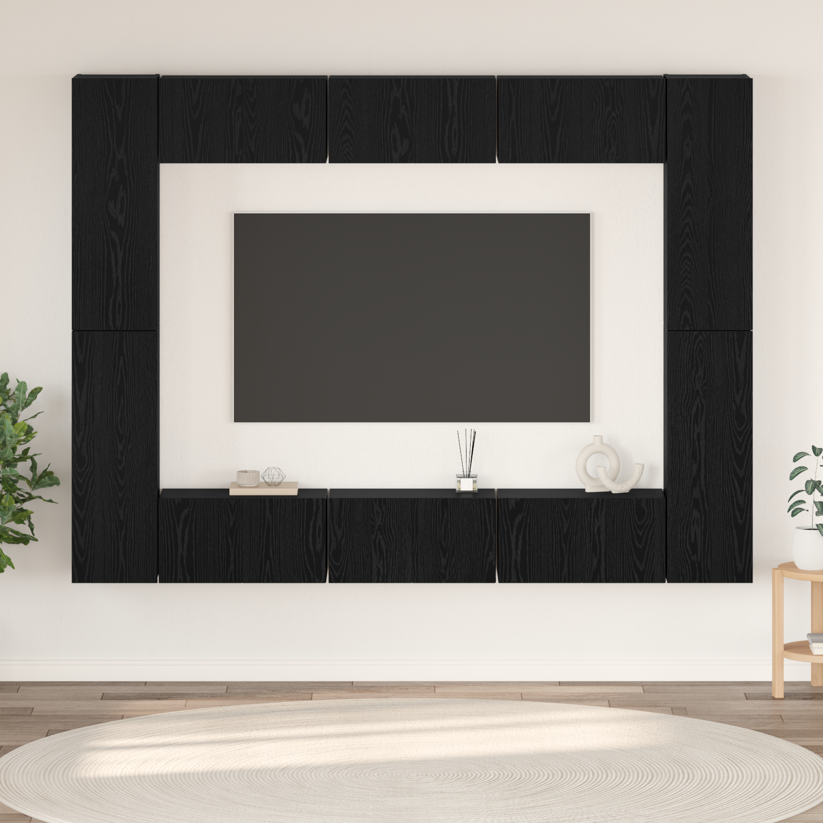 vidaXL Set comodă TV 10 pcs Stejar negru Mediu 30.5 x 30 x 90 cm vidaXL Set comodă TV 10 pcs Stejar negru Mediu 30.5 x 30 x 90 cm