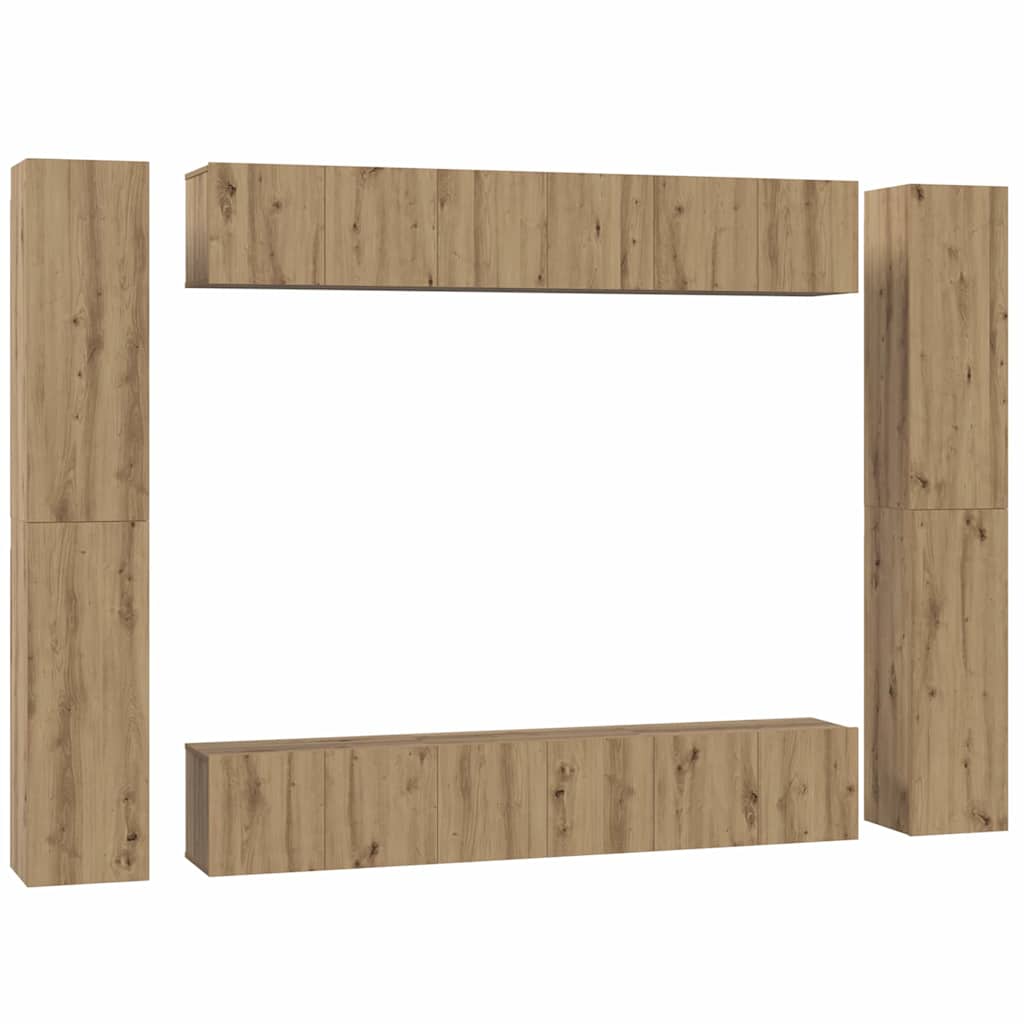 vidaXL Set comodă TV 10 pcs stejar artizanal 30.5 x 30 x 90 cm vidaXL Set comodă TV 10 pcs stejar artizanal 30.5 x 30 x 90 cm