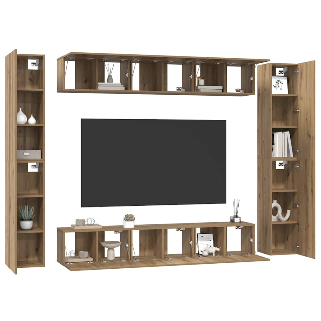 vidaXL Set comodă TV 10 pcs stejar artizanal 30.5 x 30 x 90 cm vidaXL Set comodă TV 10 pcs stejar artizanal 30.5 x 30 x 90 cm