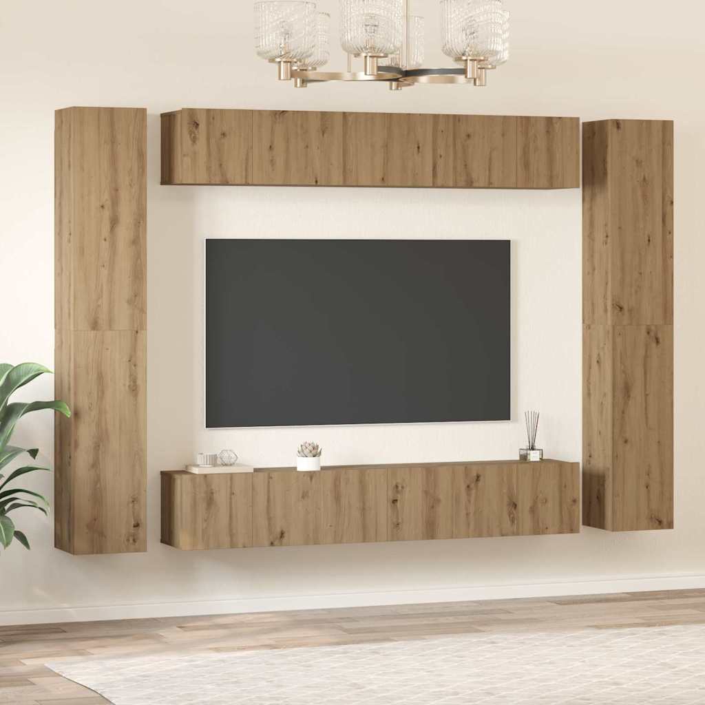 vidaXL Set comodă TV 10 pcs stejar artizanal 30.5 x 30 x 90 cm vidaXL Set comodă TV 10 pcs stejar artizanal 30.5 x 30 x 90 cm