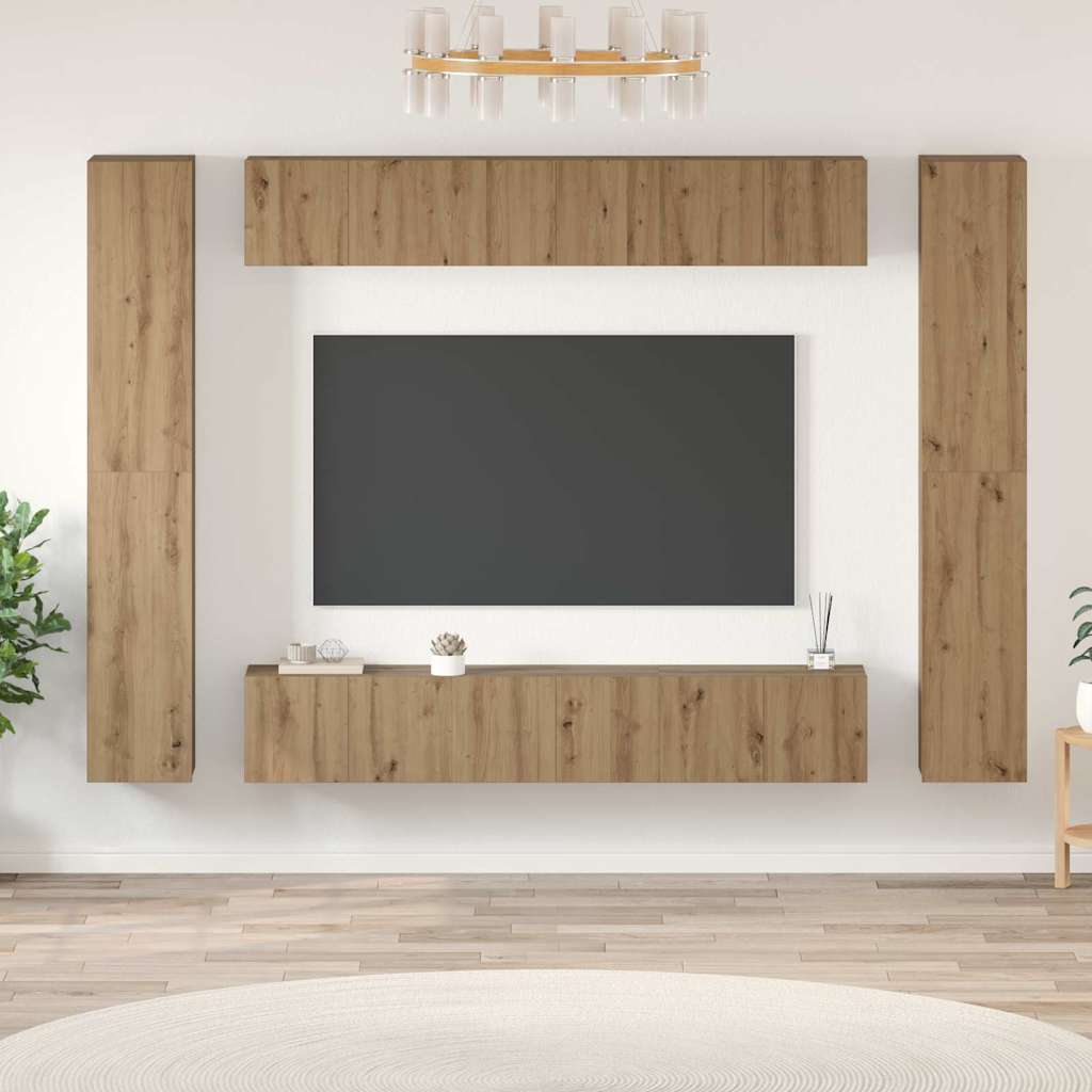 vidaXL Set comodă TV 10 pcs stejar artizanal 30.5 x 30 x 90 cm vidaXL Set comodă TV 10 pcs stejar artizanal 30.5 x 30 x 90 cm
