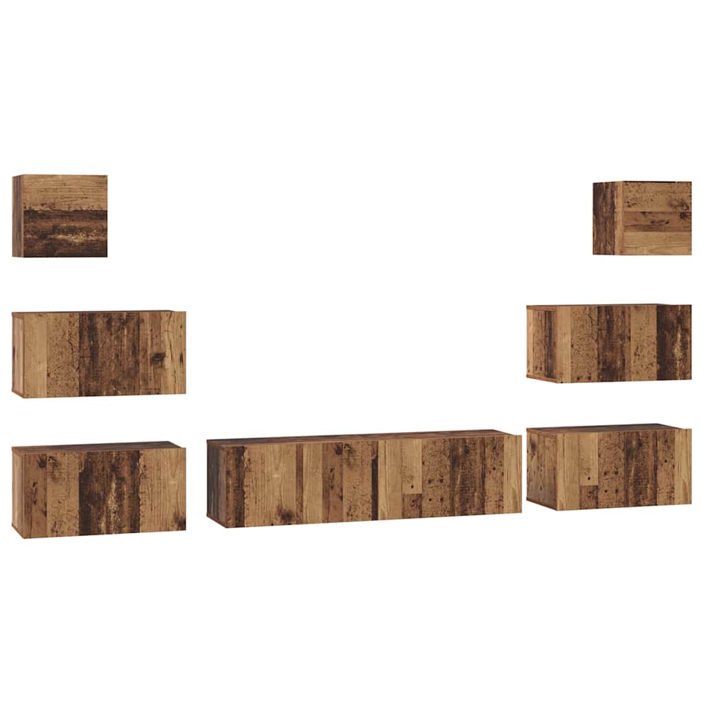 vidaXL Set comodă TV 8 pcs Lemn vechi 60 x 30 x 30 cm Lemn compozit vidaXL Set comodă TV 8 pcs Lemn vechi 60 x 30 x 30 cm Lemn compozit